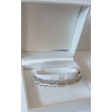 Ασημένιο βραχιόλι χειροπέδα κυματιστή με πέτρες (SB31)